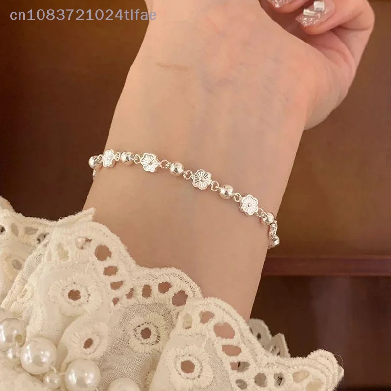Sweet Silver Zircon Heart Bracelet 1 Piece for Girls Dainty Sparkling Chain Chic Jewelry for Graduation Party