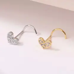 1Pc 20G Chirurgisch Staal Neus Stud Ringen Voor Vrouwen Meisje Hart Schroef Bocht Neus Piercing Sieraden Punk Cadeau