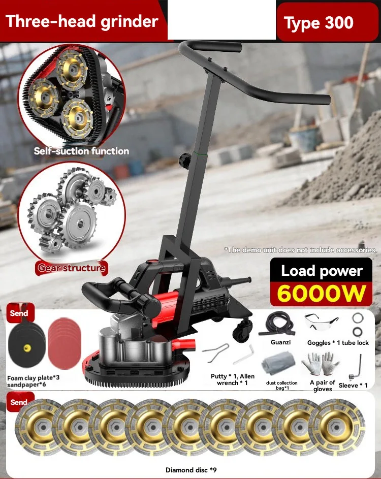 6000w 220v Polishing Machine Brushless Cement Floor Grinder High Power Epoxy Floor Floor Grinder Three Head Polishing Machine