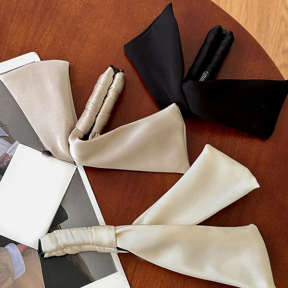 Elegant Women's Satin Bow Hair Clips - close-up view