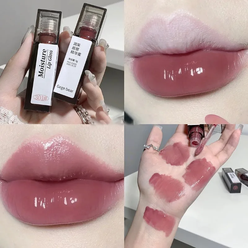 Nackte graue Spiegel Lippen öl klares Wasser Licht Lip gloss Kristall Lippen tönung dauerhafte Antihaft-Tasse Punk rauchigen flüssigen Lippenstift Make-up