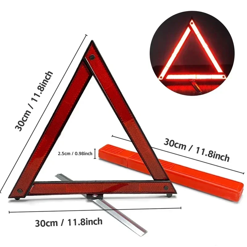 Car Tripod Folded Stop Sign Reflector Car Emergency Breakdown Warning Tool Triangle Red Reflective Safety Hazard Car Accessories