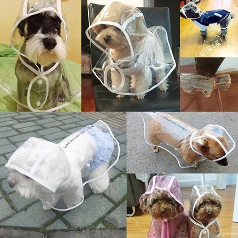 Dog Transparent Raincoat Pet Waterproof And Fashionable PU For Pets Small And Medium-Sized Dog Two-legged Dog New Cat Raincoat