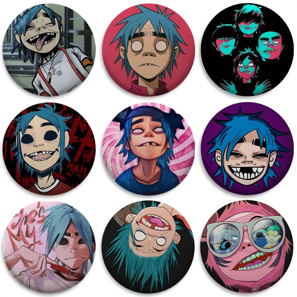 Gorillaz الموسيقى الفرقة الهيب هوب روك شارات مستديرة رائعة شارة دبابيس الإبداعية للملابس قبعة ظهره هدية الملحقات #1