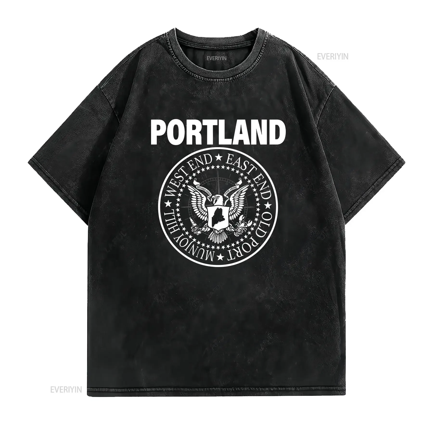 T Shirt Portland Maine 100 Cotton S XXL Black Punk Rock Band Logo Inspired ME Souvenir Idea long or short sleeves vintage