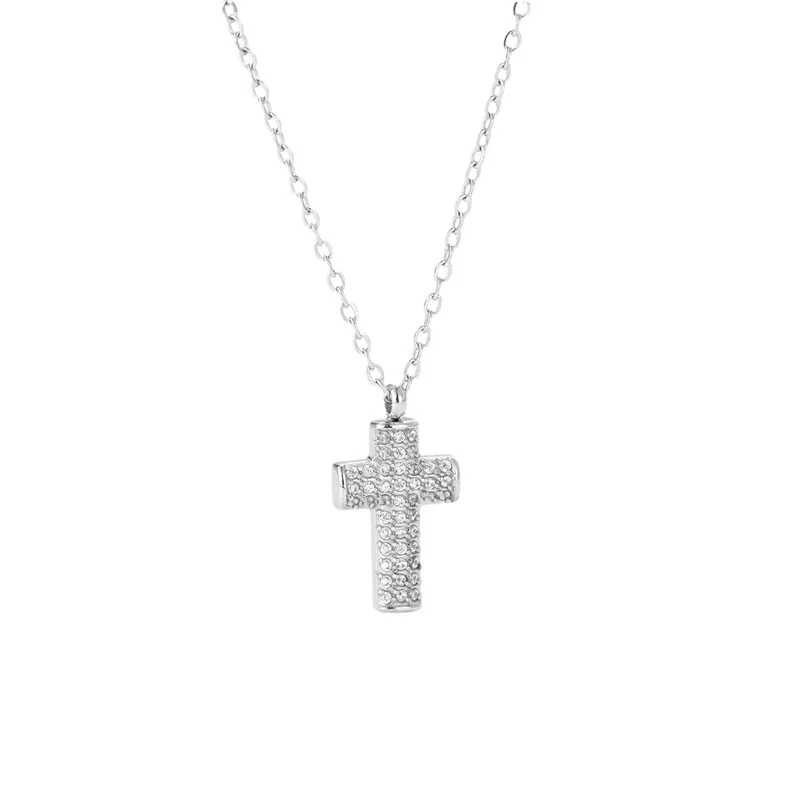 Fashion Female Religion Cross Pendant Necklace Stainless Steel Clavicular Chain Prayer Vintage Jewelry Gift