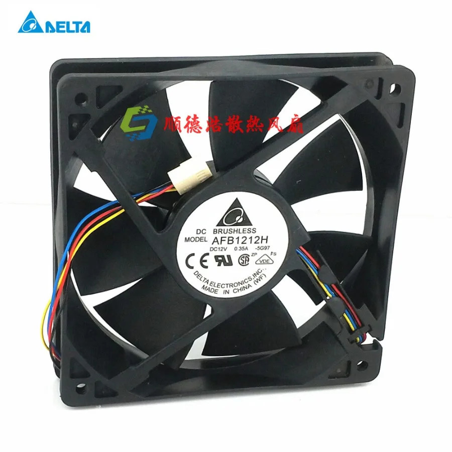 AA + for 1 Piece Delta AFB1212H 12V 0.35A 12CM 12025 PWM Temperature Controlled Fan 4 Pins -