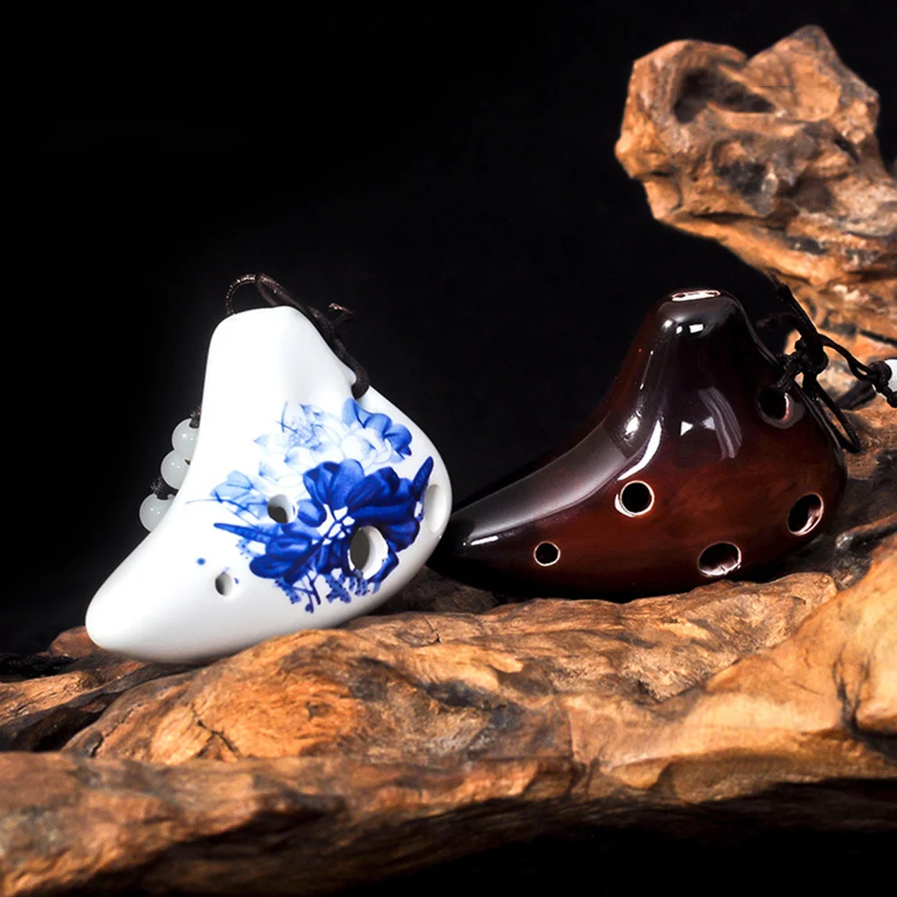

Ceramic Ocarina Necklace 6-Hole Small Porcelain Instrument Lightweight Portable Beginner Kids Music Instrument