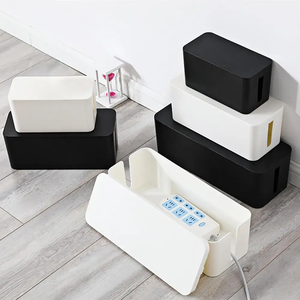 Cable Management Box for Office Anti-skid Strong Bearing Capacity Hard Multi-purpose Good Hardness Storage Box Power Strip Desk