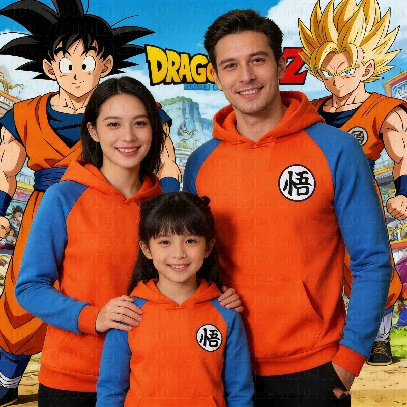 2025 Neues Anime-Drachen-Cosplay-Kostüm Kapuzenpullover Strickjacke Son Goku Kame Symbol Lässige Cartoon-Hoodies Tops Streetwear