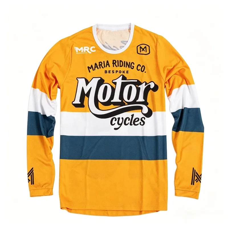 Retro Motor Bike Art 3D Print Riding Tee Unisex Yellow White Blue Quick Dry Long Sleeve Offroad Motocross Casual Sports Jersey