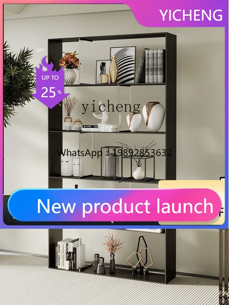 

J1 minimalist stainless steel acrylic bookshelf high-end light luxury floor multi-layer office shelf