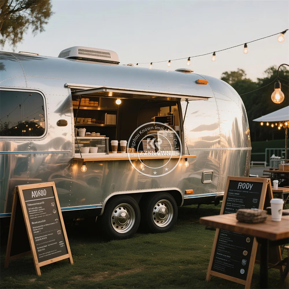 

Outdoor Mobile Coffee Slushy Fruit Bubble Tea Ice Cream Cart Food Shop Coffee Kiosk Snack Food Truck Trailer With Full Kitchen