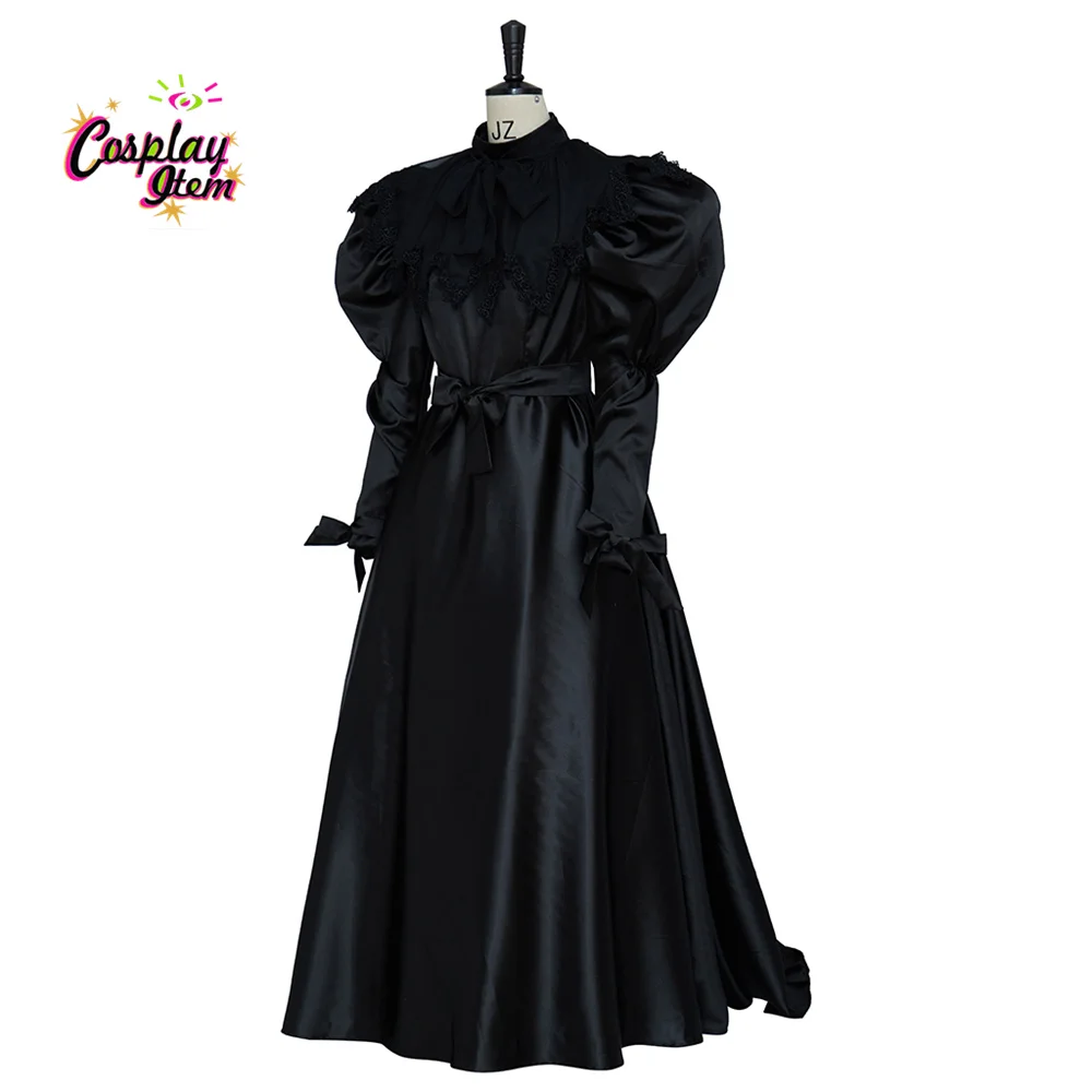黒ビクトリア朝の喪ドレスルネサンス中世ドレスコスプレ女性ビクトリア朝の Vestido ローブ黒のガウンドレス