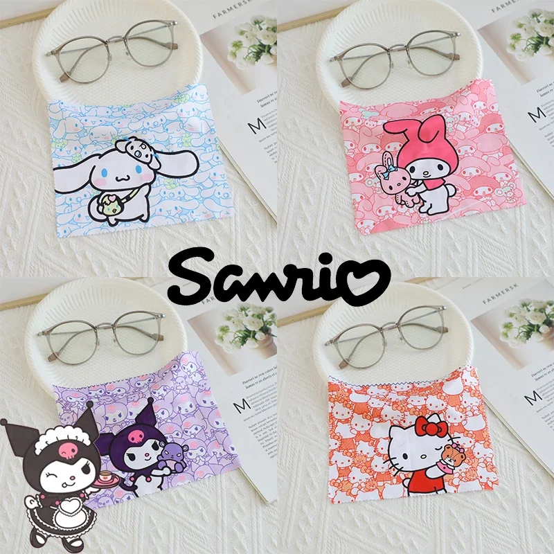 Sanrio Kuromi Glasses Cleaning Cloth Anime Cartoon Cute Hellokitty My Melody Cinnamoroll Lens Phone Screen Cleaner Cloth Gfts