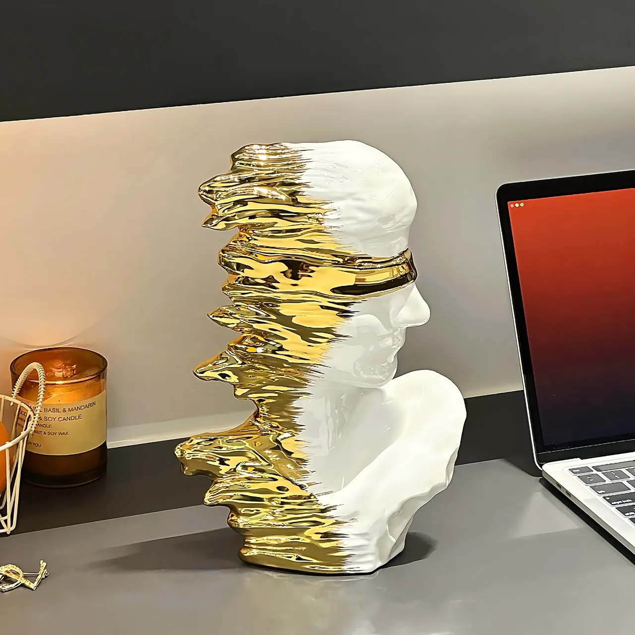 تمثال تجريدي جديد مخصص للديكور المنزلي، تمثال سيراميك فاخر وراقي بتصميم مخصص للديكور المنزلي