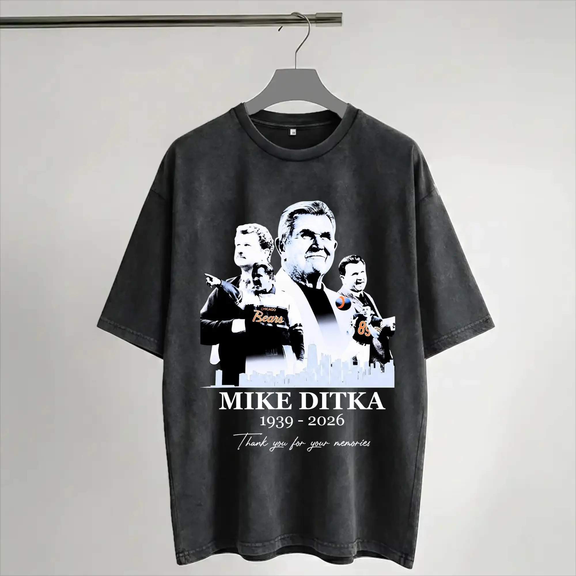 Summer RIP Mike Ditka  Washed Shirts Outfit Oversize T-Shirts  for Men Women Tee Shirt