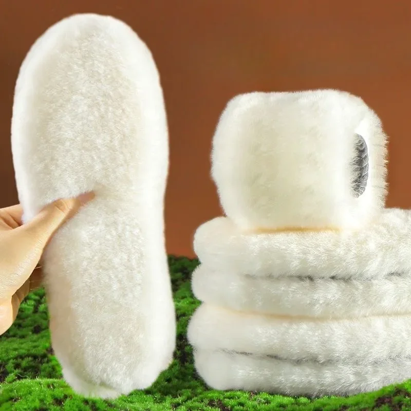Unisex Australia Sheepskin Insoles Natural Real Fur Wool Cashmere Snow Boots Shoe Pad Children Wool Insoles Warm Winter Shoes