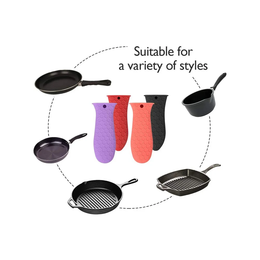 

5Pcs Anti-Scalding Pot Handle Cover Silicone Heat Resistant Non-Slip Grip Sleeve for Heavy Pots Cast Iron Skillet Handles