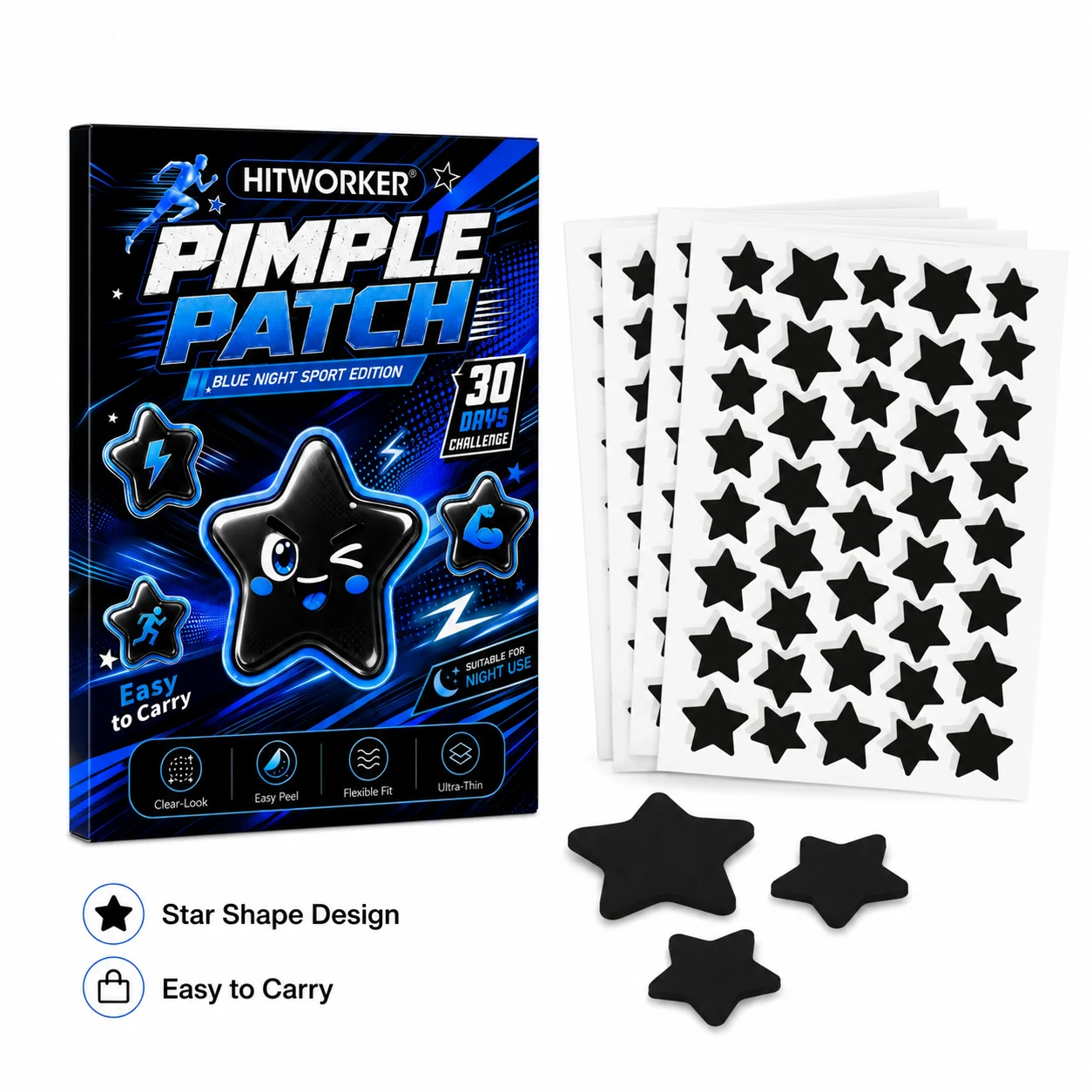 200PCS Pimple Cover Patches, Clear-Look Hydrocolloid Beauty Patches For Day And Night Use, Cute Star Patch Easy Peel Spot Cover
