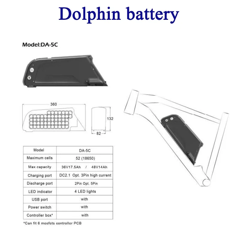 36v 48v original dolphin battery12.8ah 15.6ah 21ah 18650 Samsung li ion battery pack suitable for 500W 700W  electric bike