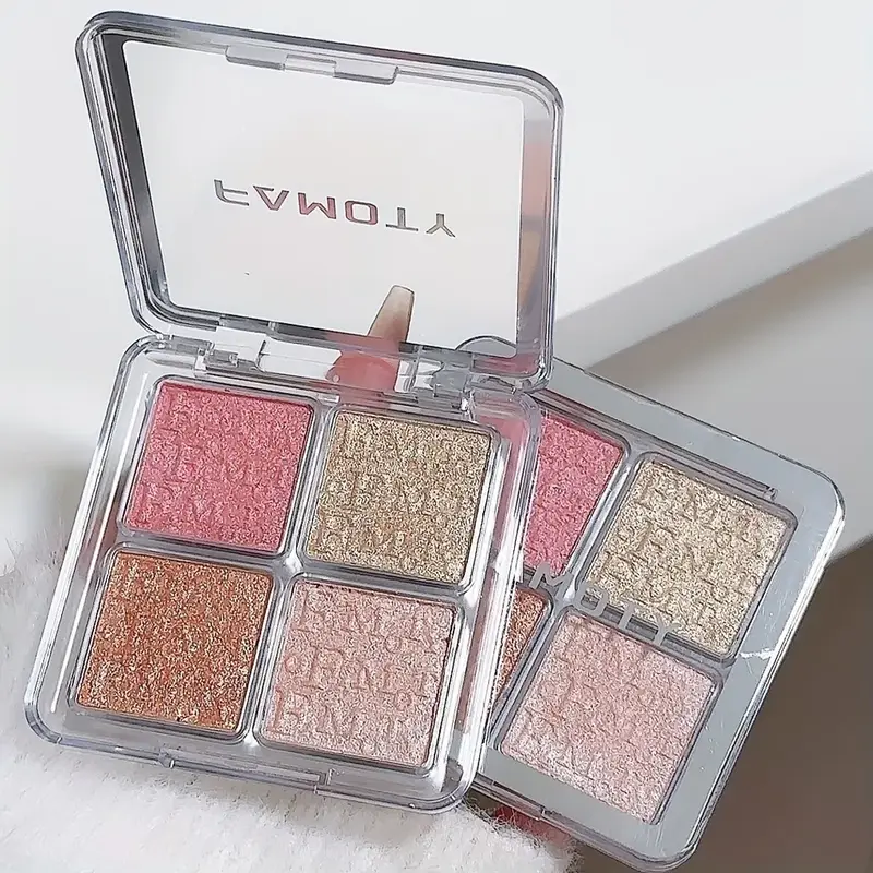 4-color facial highlighter palette in baked powder
