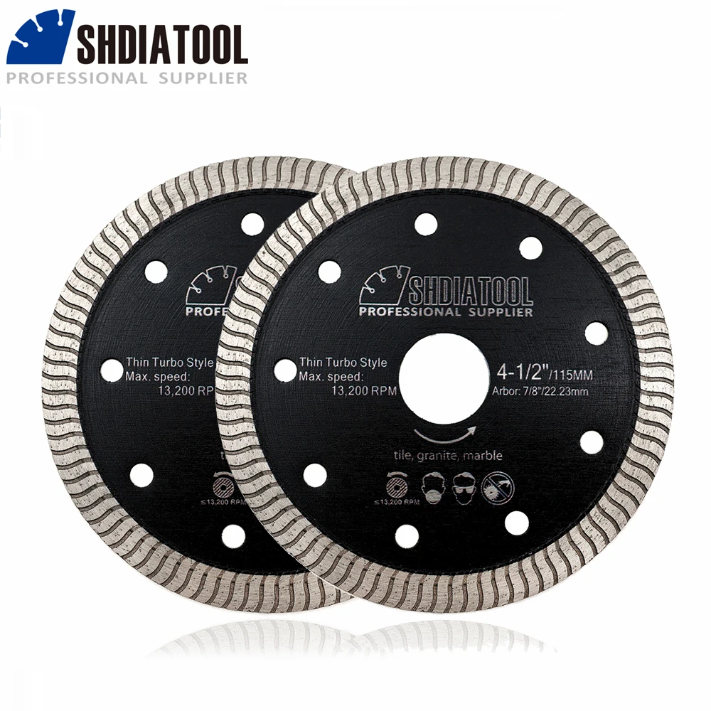 

SHDIATOOL 2pcs 4.5/5inch Superthin Diamond Cutting Disc Set Saw Blade Tile Ceramic Marble Porcelain 115/125mm Cutter Plate