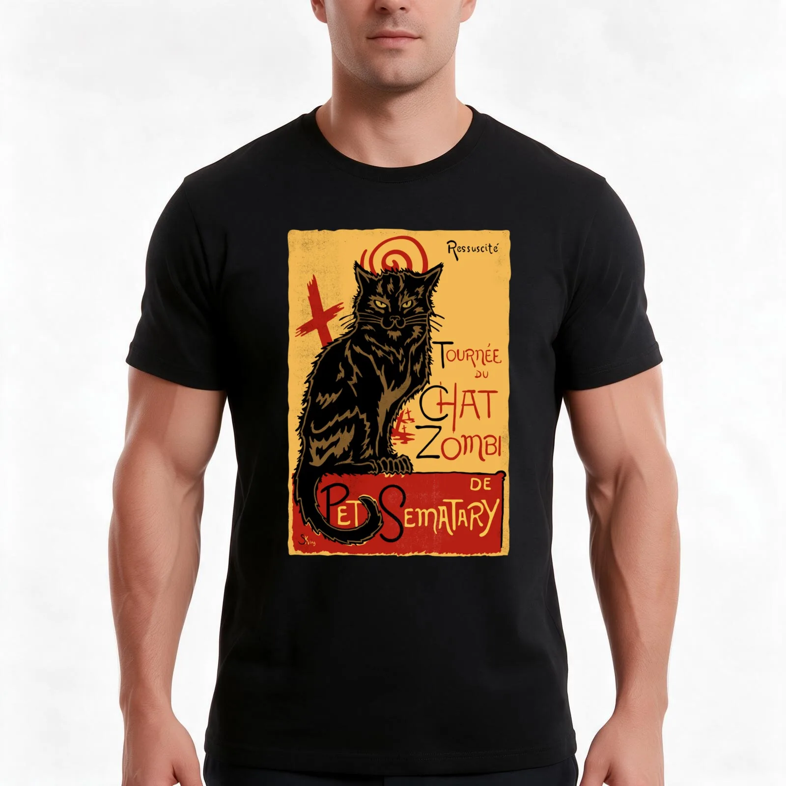 Chat Zombie (Collab with GoodIdeaRyan) T-Shirt Summer Casual Cotton Tee Oversized Streetwear Tops Vintage Graphic Print