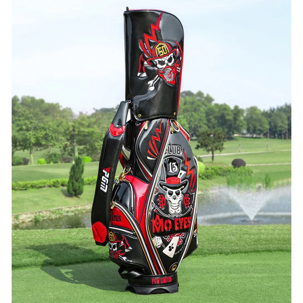 PGM Multifunction Golf Bag Waterproof PU Leather Wear-resistant High-end Embroidery Standard Bagpack Can Hould 13pcs Clubs QB112