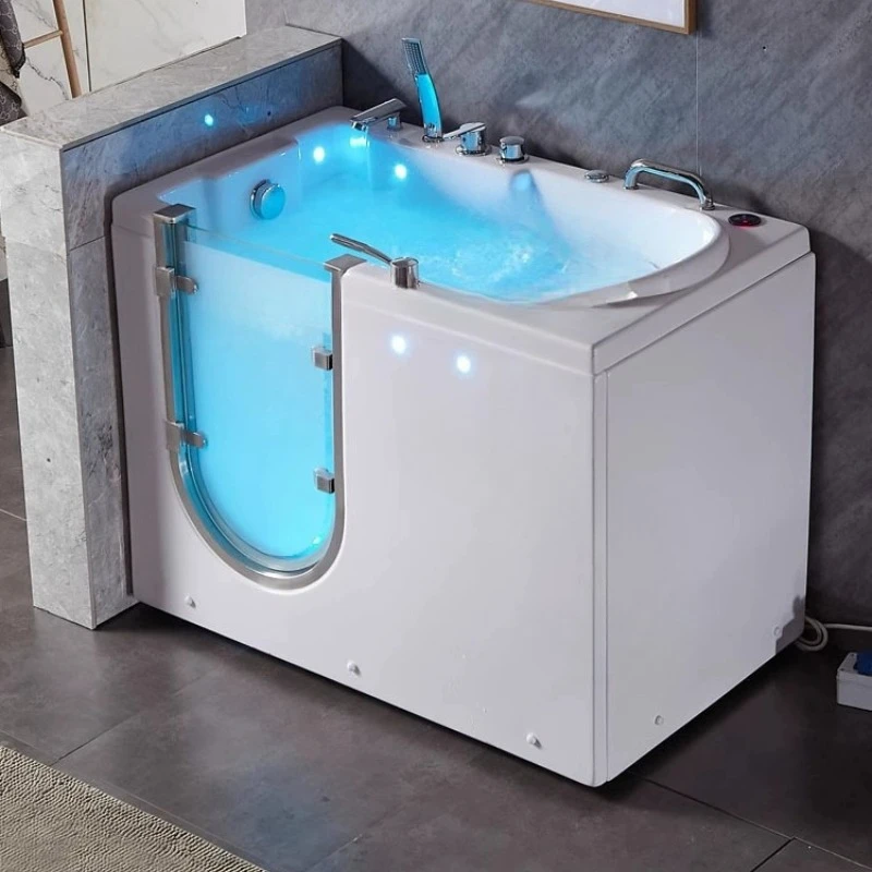 The elderly walk-in barrier-free sitting bath small apartment massage constant temperature small apartment side door bathtub