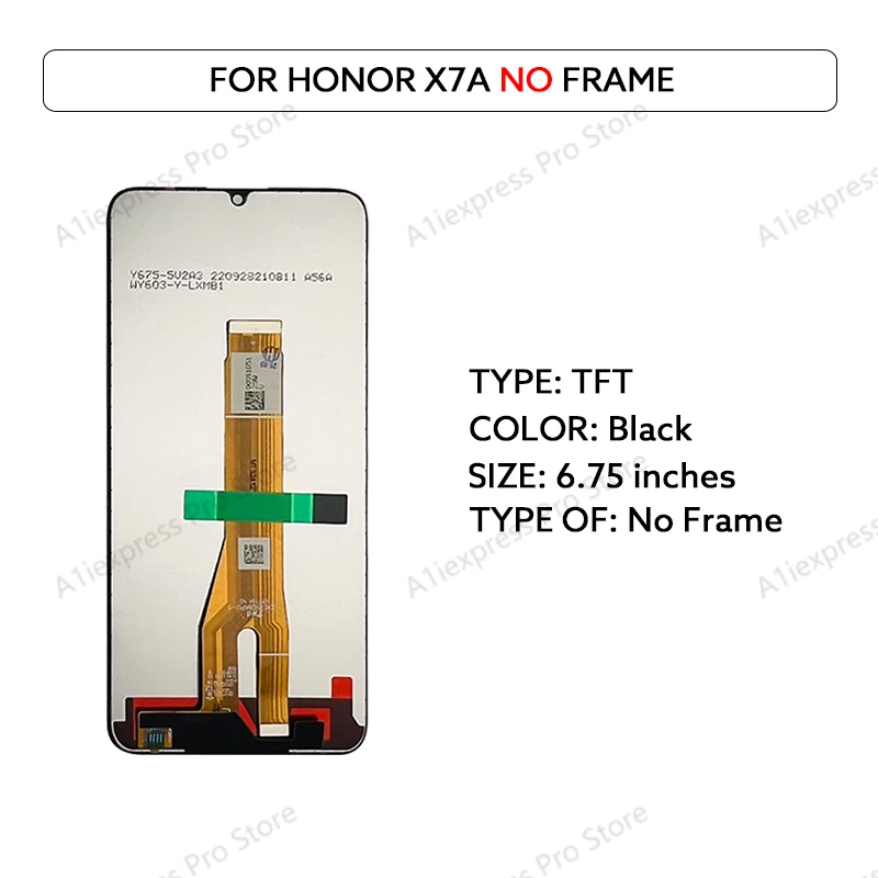 Voor Huawei Honor X7a Lcd-scherm Touch Screen Digitizer Vergadering RKY LX1 LX2 LX3 6.75 "TFT LCD Vervanging Reparatie onderdelen