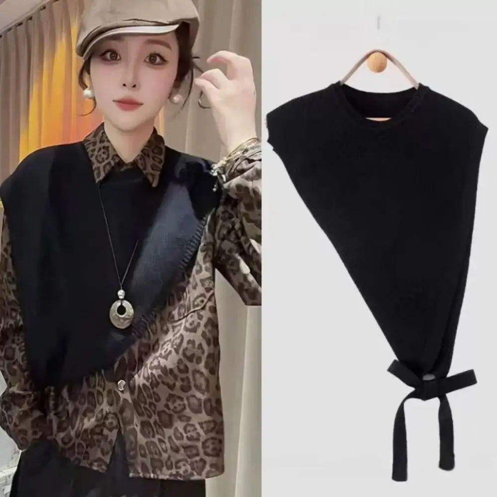 

Solid Color Women's Knitted Shawl Niche Design Vest Fashion Crossbody Shawl Oblique Shoulder Beveled Edge Skew Triangle Shawl