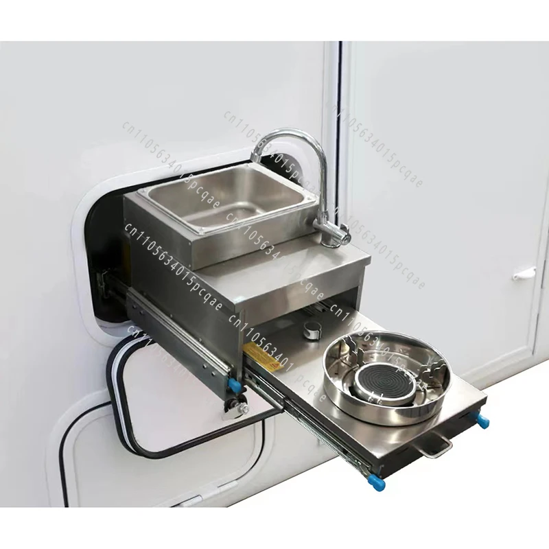 Stainless steel RV kitchen sink with gas stove slide out camper RV auto parts
