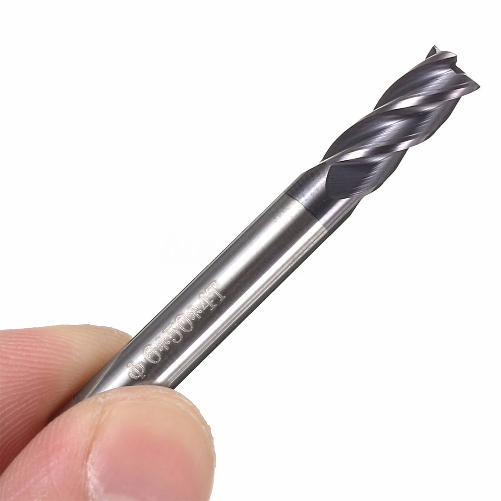 

AA50-5Pcs Tungsten Steel 4 Flute End Mill CNC Milling Cutter HRC50
