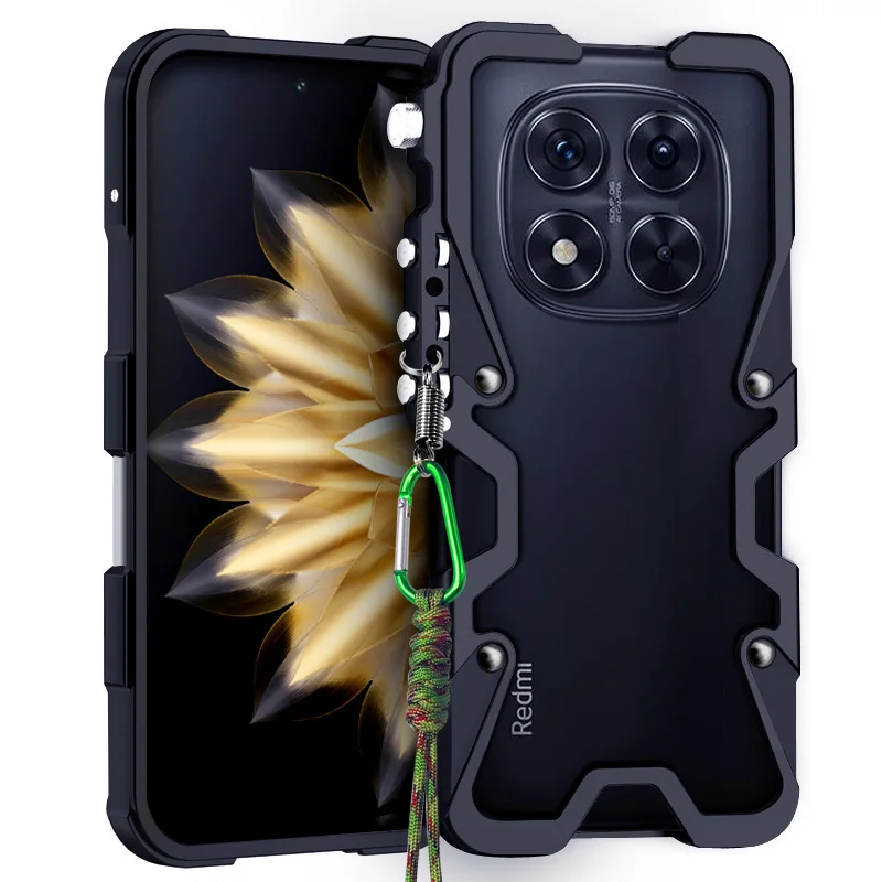

Luxury Armor Metal Aluminum Phone Bumper For Redmi Note 15 14 14s 13 12 12R 11 Pro+ Cover Mechanical Purely Handmade Skull Case