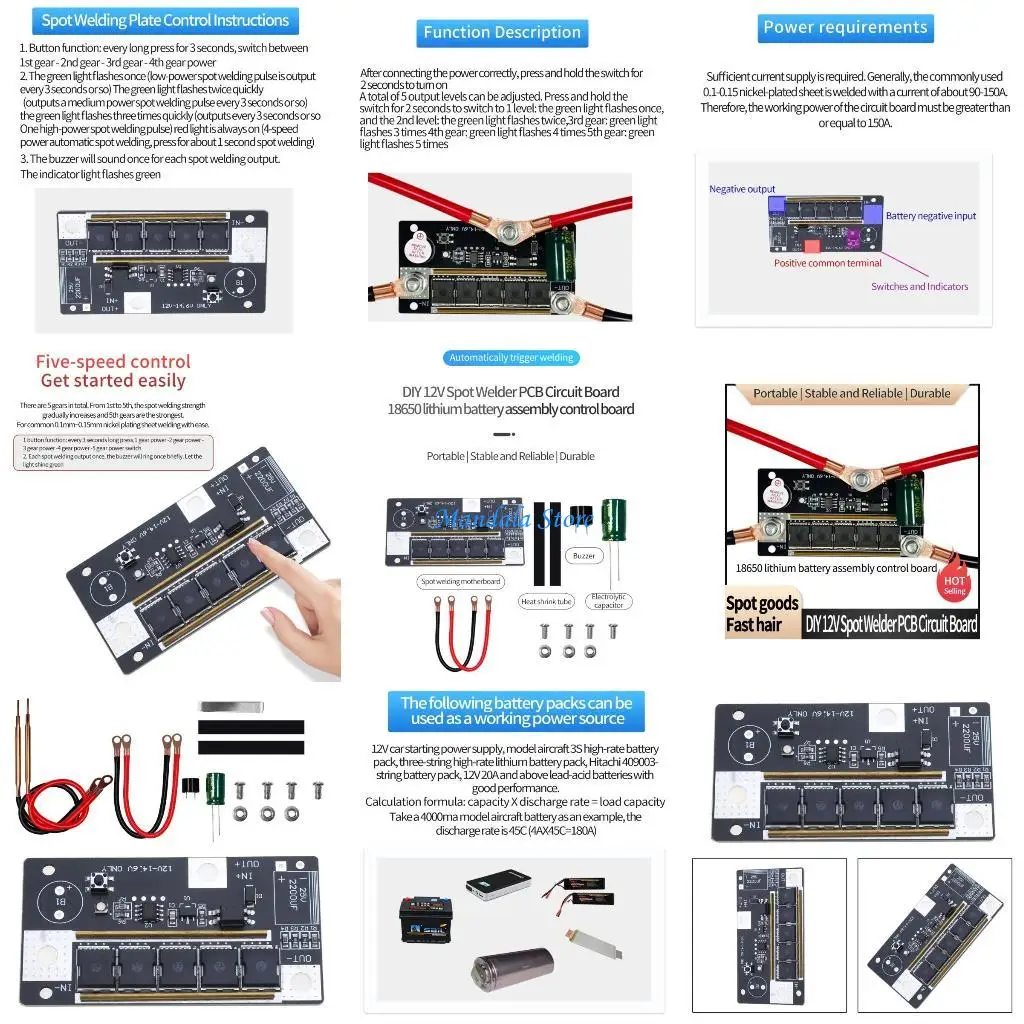 

U2JC Spot Welding Machine Accessories Welding Full Set DIY Portable 12V 18650 Battery Energies Storage Spot Welding Machine