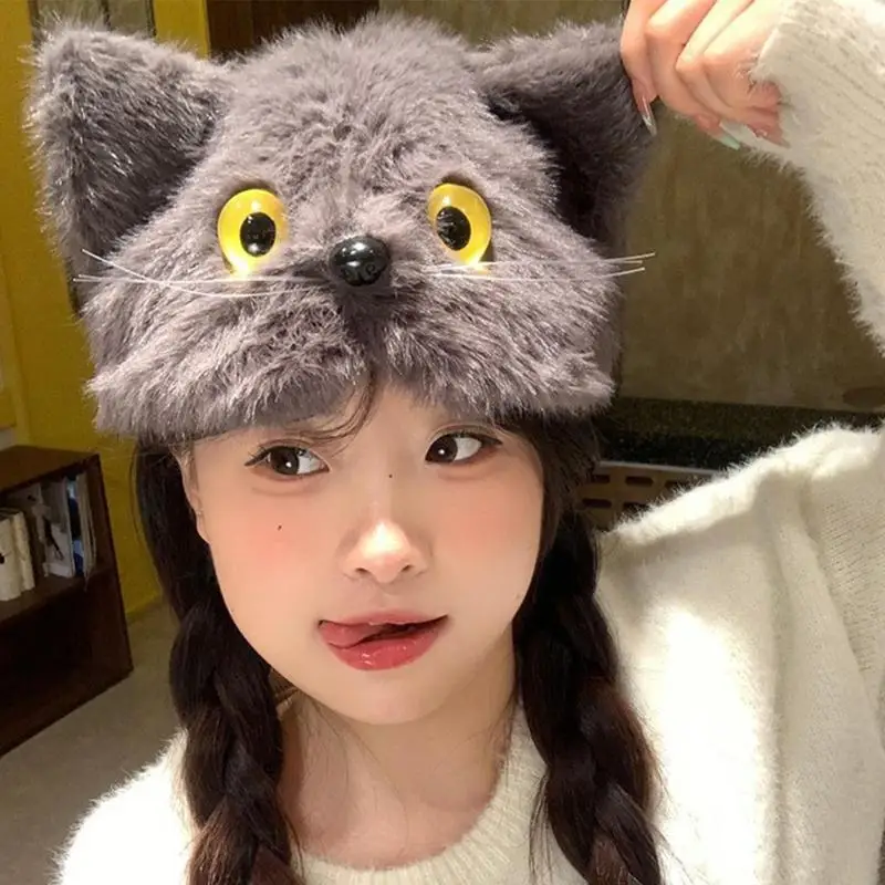 Gorro invierno felpa con orejas dobles, tela duradera y fácil limpiar, para amantes las mascotas y aire