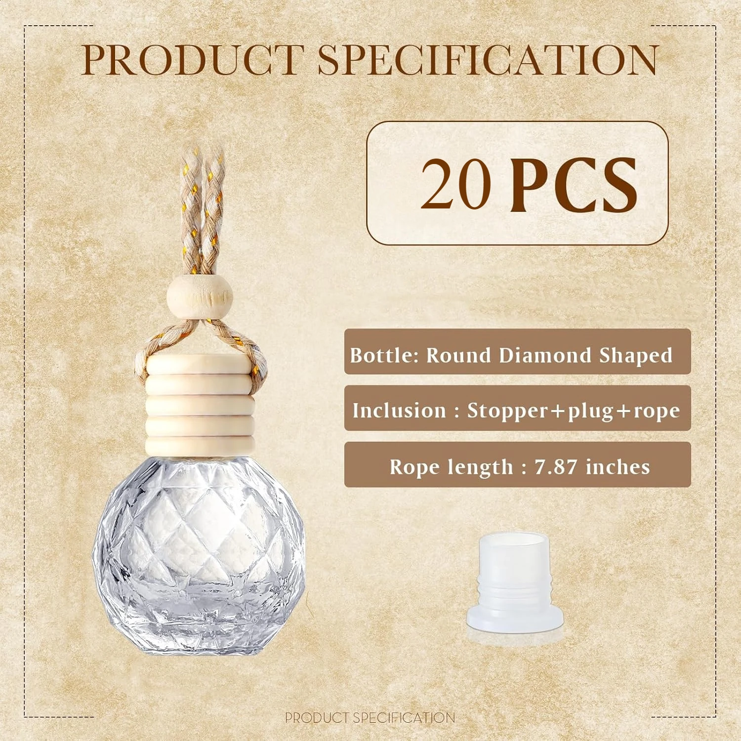 20 Stück 8ml Parfümflaschen Duftdiffusor Hängende Leere Flasche Eleganter Auto-Lufterfrischer Diffusor Auto-Öl-Duftdiffusor – Detail 4