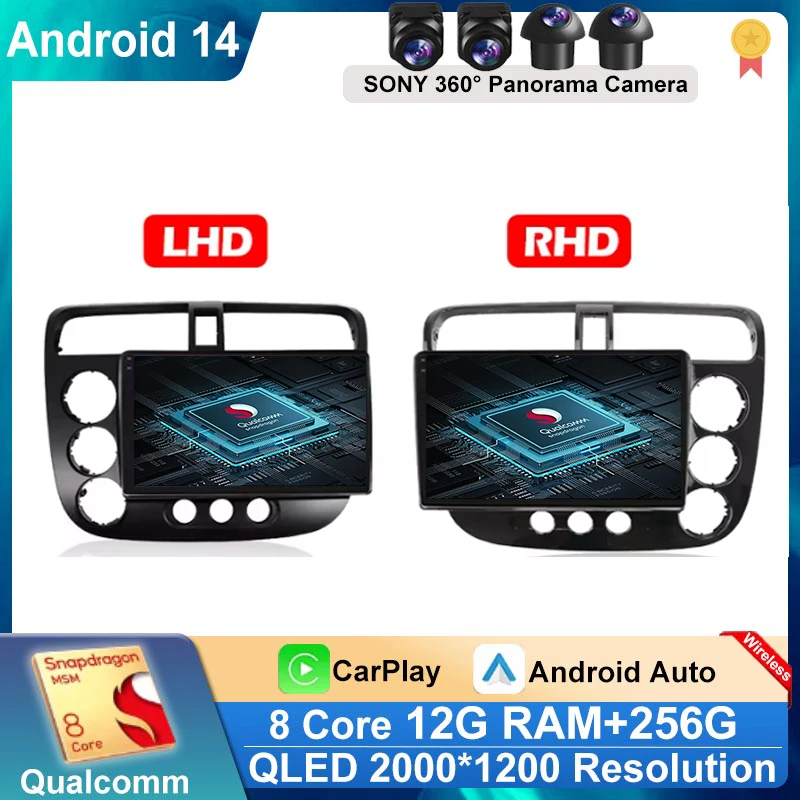 

Car Video Multimedia player DSP Stereo 9 inch for Honda Civic 2000 - 2006 Android System GPS Navi WiFi IPS Screen 4G Bluetooth