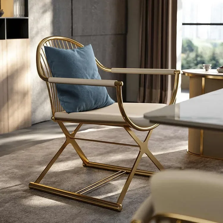 Cadeira traseira confortável de aço inoxidável, combinação de mesa de chá e cadeira de design sofisticado