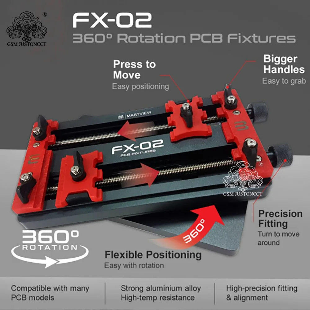 FX-02 Full 360° Rotation Multifunctional Dual Bearing Universal PCB Fixture with Press Buckle