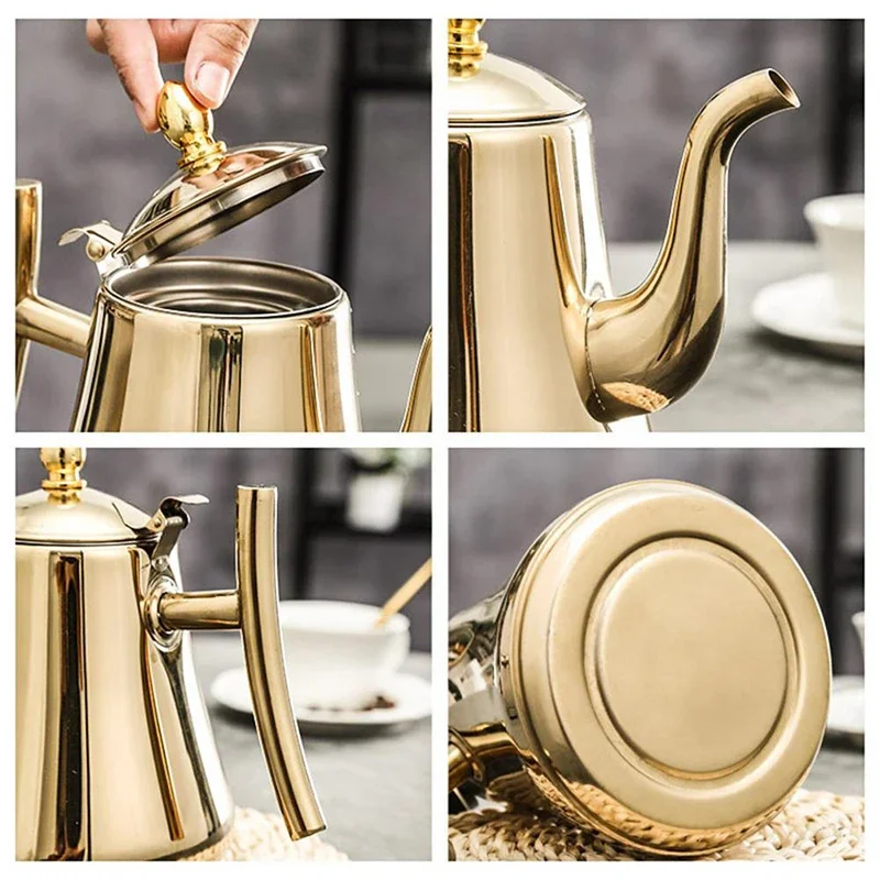 1.0L/1.5L/2.0L Tea Kettle Stainless Steel Teapot, With Removable Infuser for Loose Flower Tea Coffee Kettle for Stovetop Safe view 5