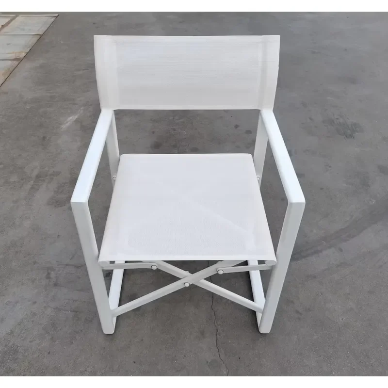 Aluminum Folding Director Chair Outdoor Beach Furniture Portable Lightweight Camping Seat Durable Frame for Garden Patio Use