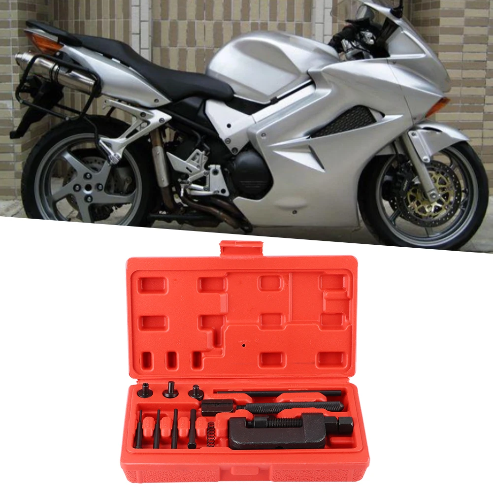 

13pcs Motorcycle Chain Breaker Cutting Splitter Cam Link Riveter Riveting Tool Set
