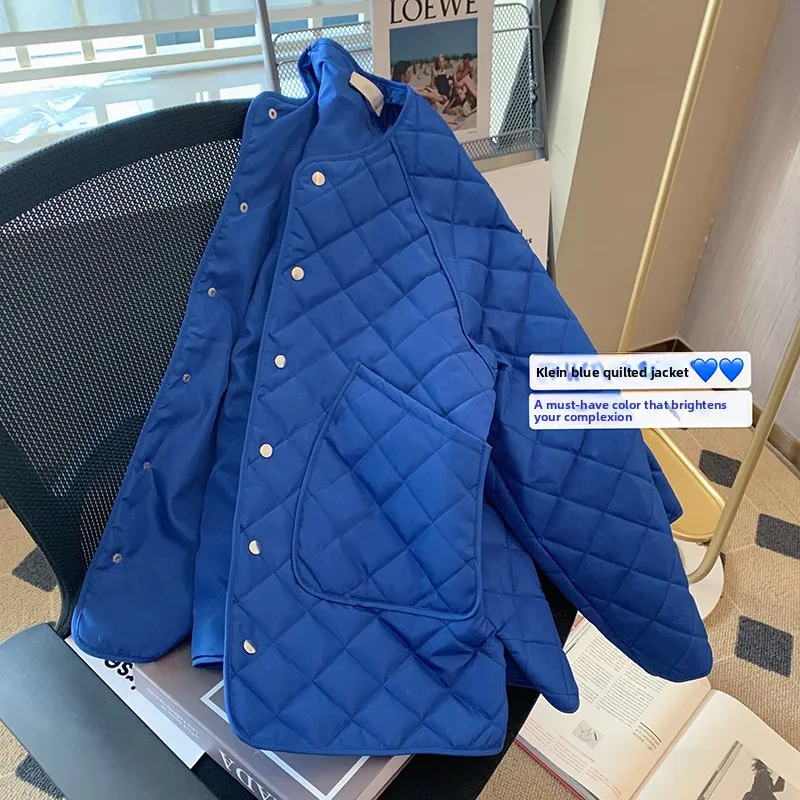 

Мужская модная свободная куртка в корейском ретро-стиле Hong Wind, большого размера, 300 Pounds Klein, синяя, хлопковая, с шелковым наполнителем