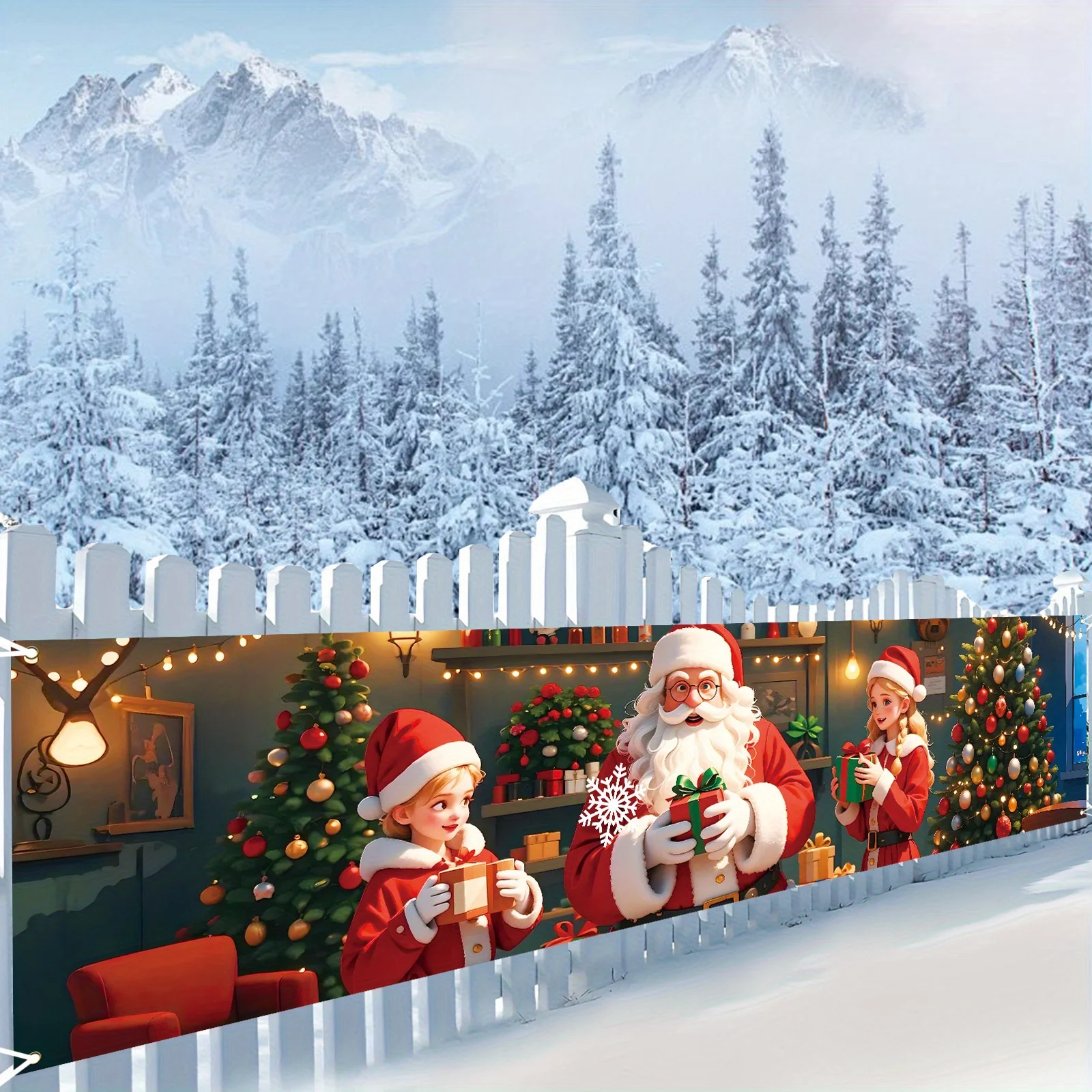 VIKAMA Heiligabend, Terrassendekoration, Banner, Weihnachtsmann, Giveaway, Hintergrund, Garten, Outdoor, festliche Party-Dekoration
