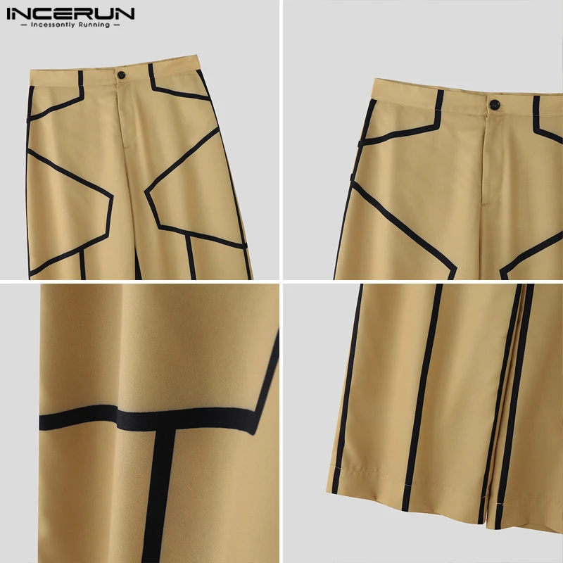 패션 프린트 남성 와이드 레그 팬츠 여름 봄 바지 INCERUN 캐주얼 바지 streetwear oversize S-5XL 바지 남성 의류