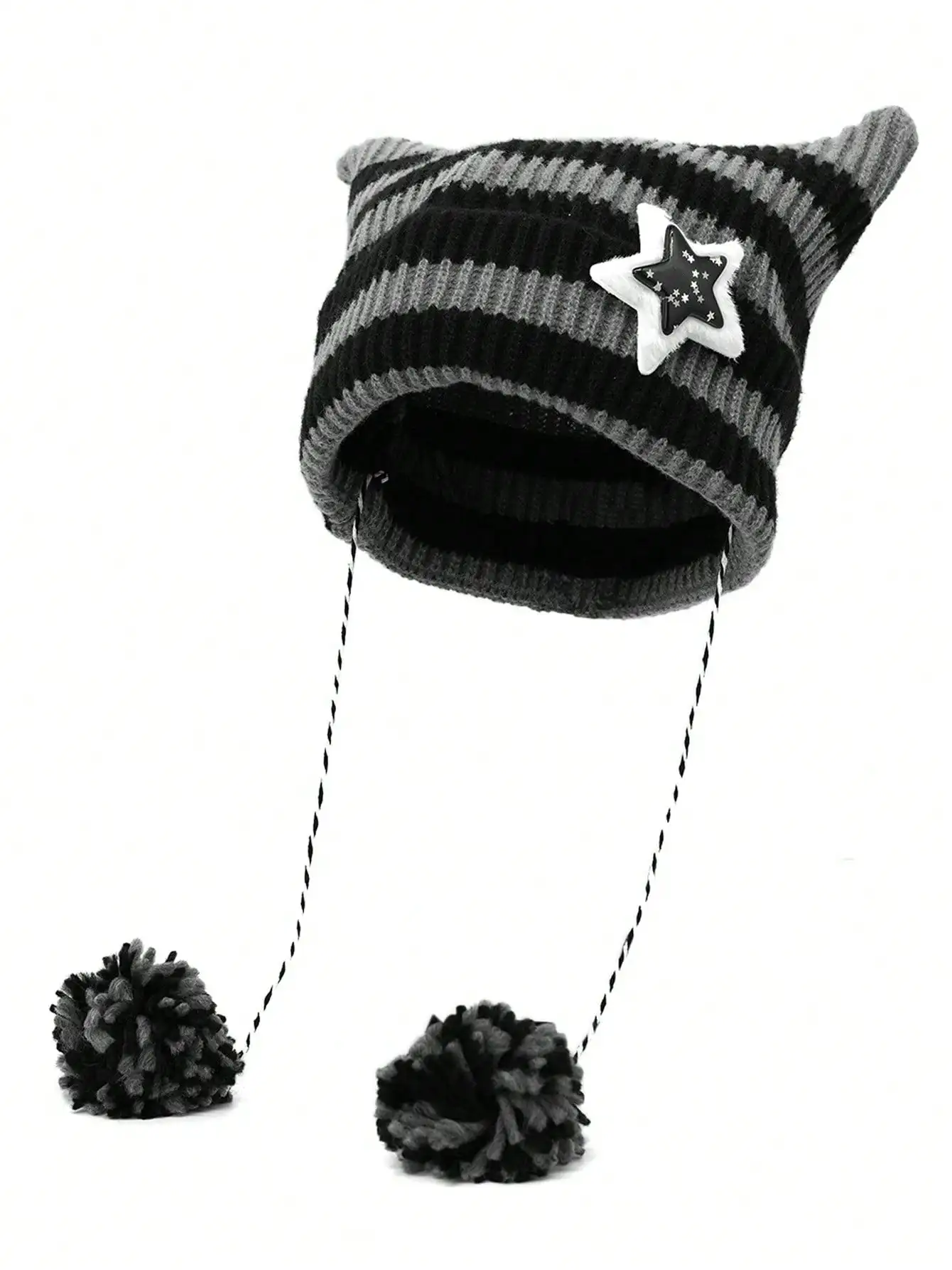 1pc Women's Warm Cute Cat Ear Acrylic Knitted Beanie, Autumn & Winter Halloween，sc2307020929823436