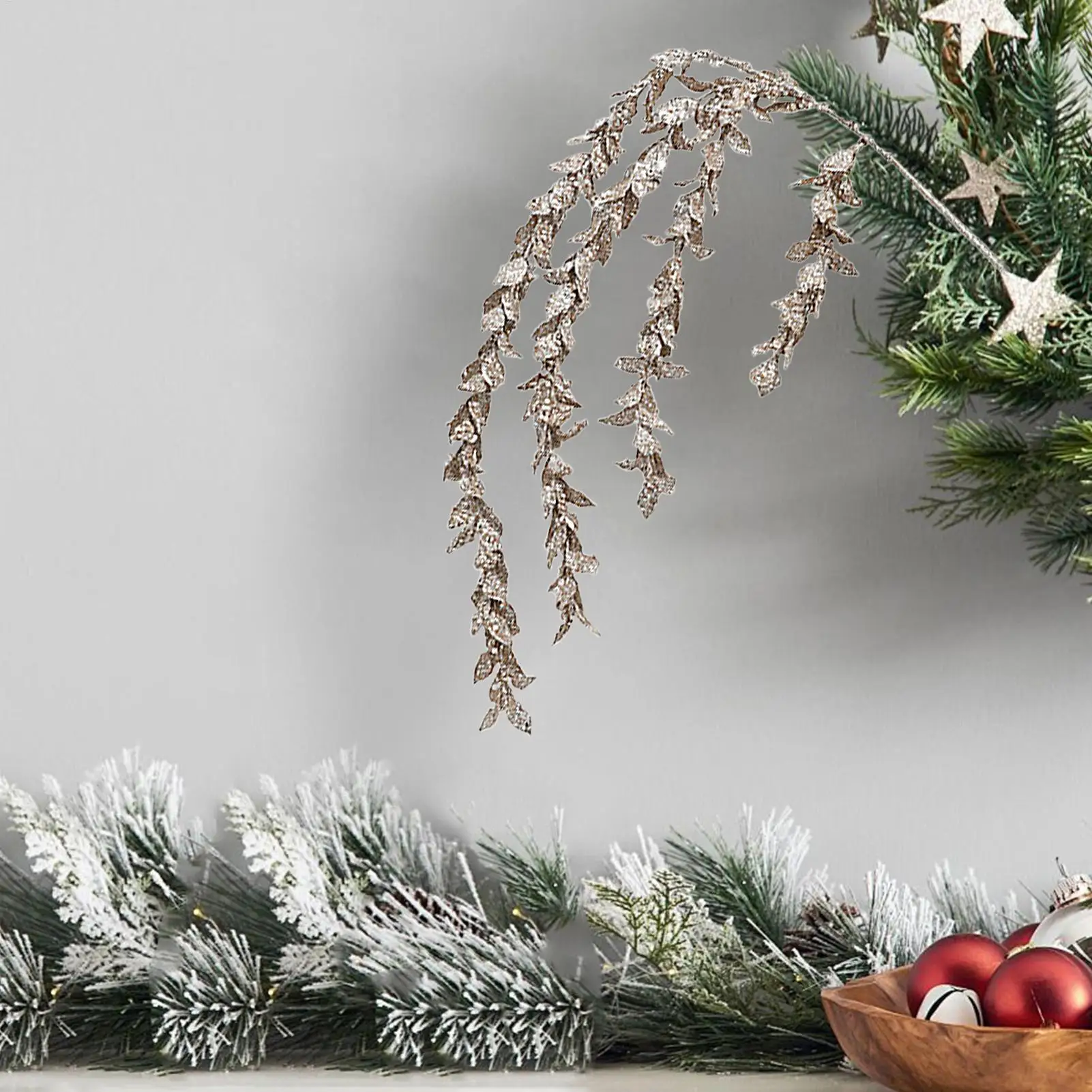 Christmas Picks For Tree Glitter Branches Decorations Christmas Greenery For Crafts For Indoor Holiday Winter Fall Mantle