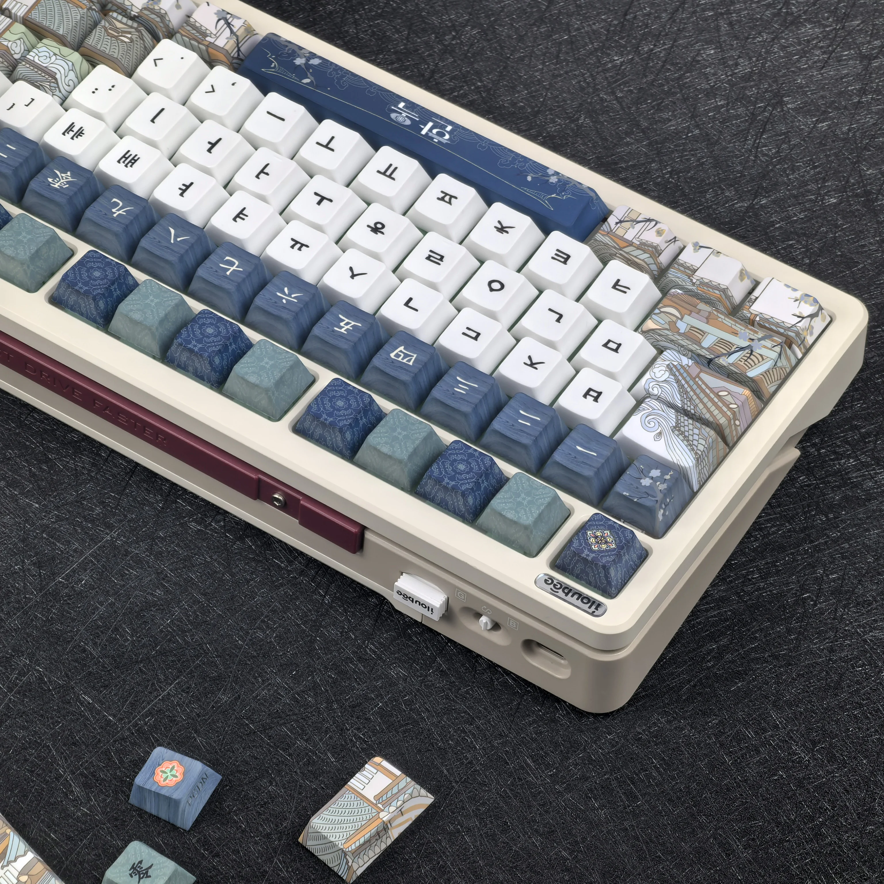 Retro Korean Keycap Tradition Ancient Architecture Side Engraved Translucent Pbt Cherry "L" Key Layout Hangul Keycaps